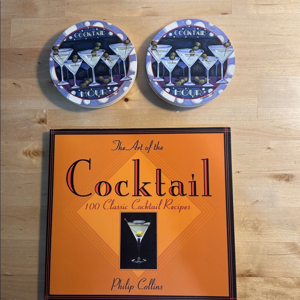 The Art of the Cocktail Book 100 Recipes & 4 Cocktail Hour Stone Coasters